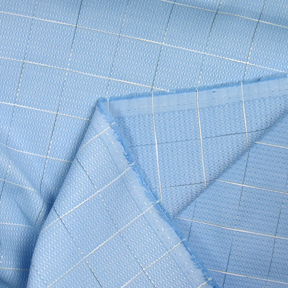 Popeline polycoton jacquard Ă carreaux ciel - Image 4