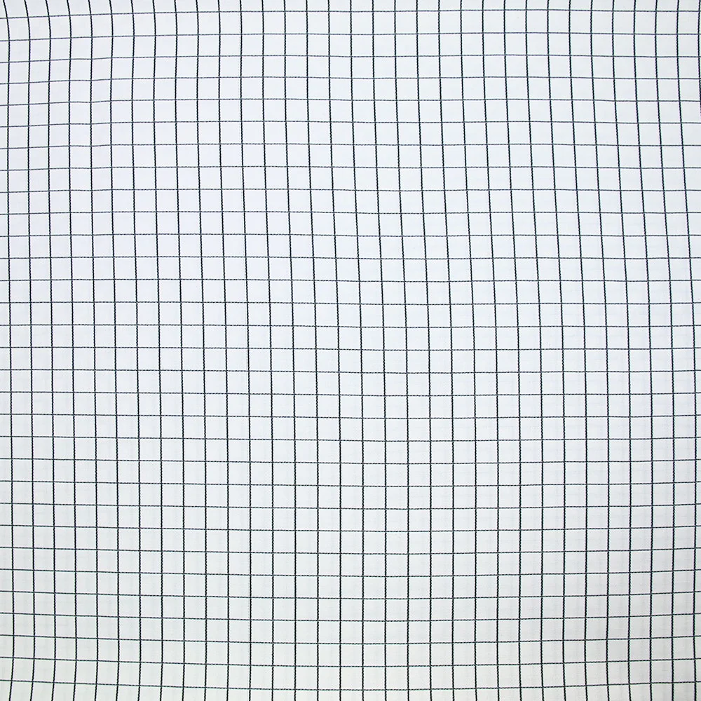 Popeline polycoton jacquard à carreaux gris anthracite fond blanc - Image 5