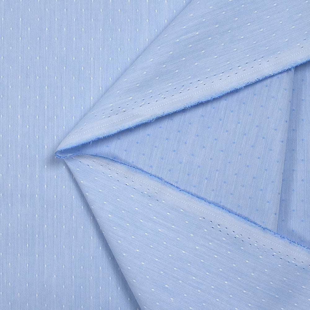 Popeline polycoton jacquard Anatole bleu clair - Image 5