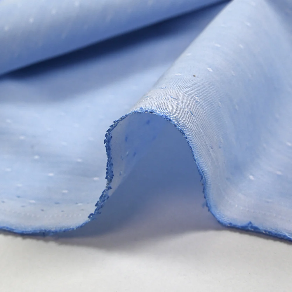 Popeline polycoton jacquard Anatole bleu clair - Image 6