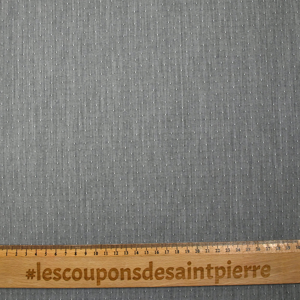 Popeline polycoton jacquard Anatole noir - Image 3