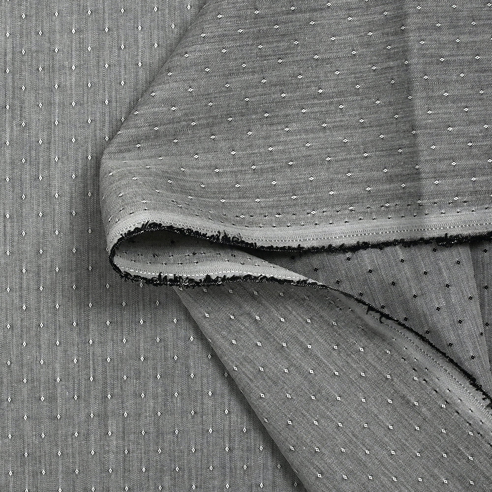 Popeline polycoton jacquard Anatole noir - Image 5