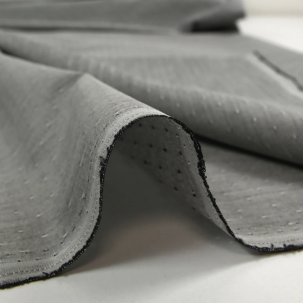 Popeline polycoton jacquard Anatole noir - Image 6