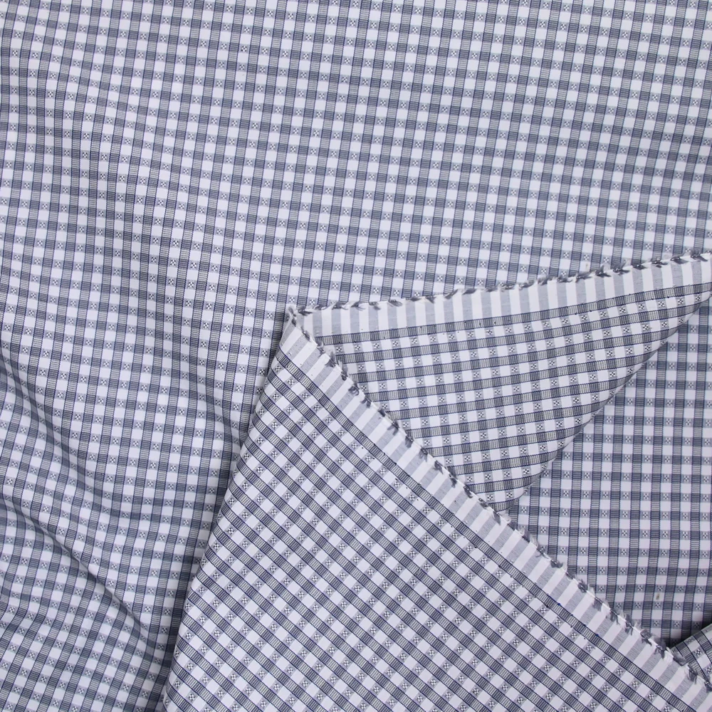 Popeline polycoton jacquard Aylan gris - Image 3