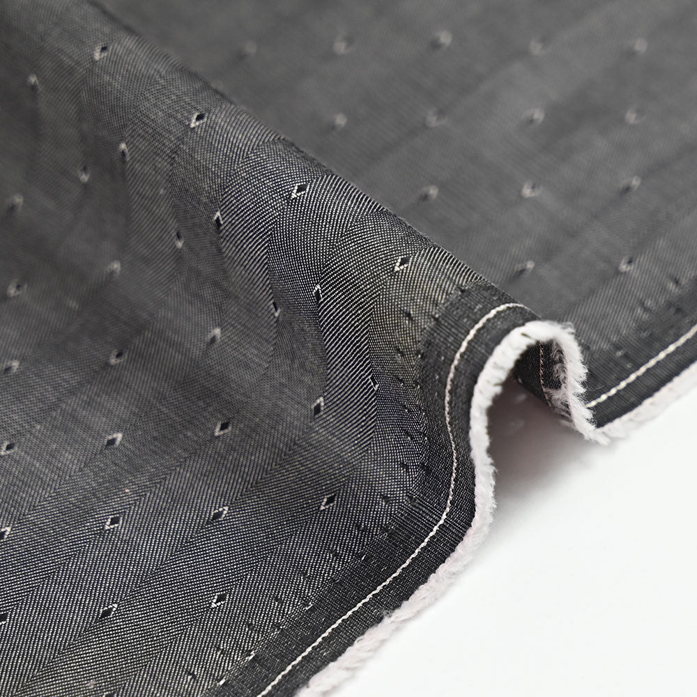 Popeline polycoton jacquard Benjamin losange fond gris - Image 4