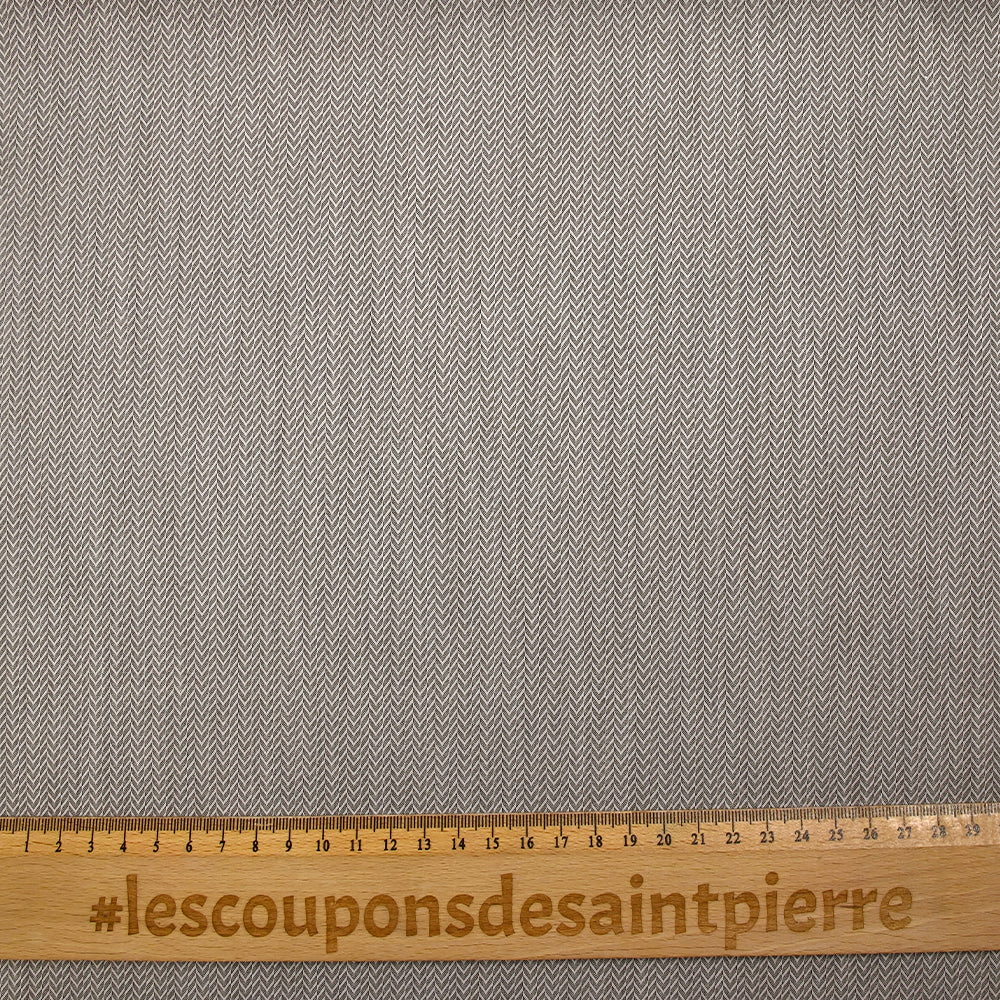 Popeline polycoton jacquard chevron écru rosé et noir - Image 3