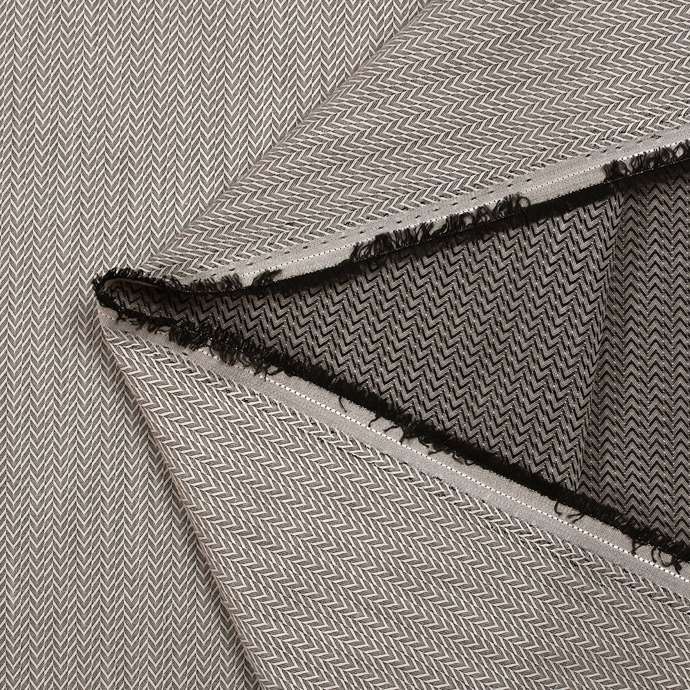 Popeline polycoton jacquard chevron écru rosé et noir - Image 5