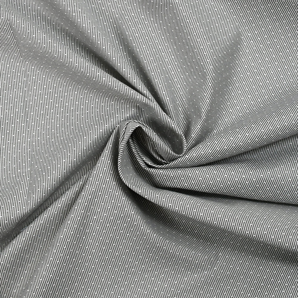Popeline polycoton jacquard Corentin fond rayé noir et blanc - Image 2