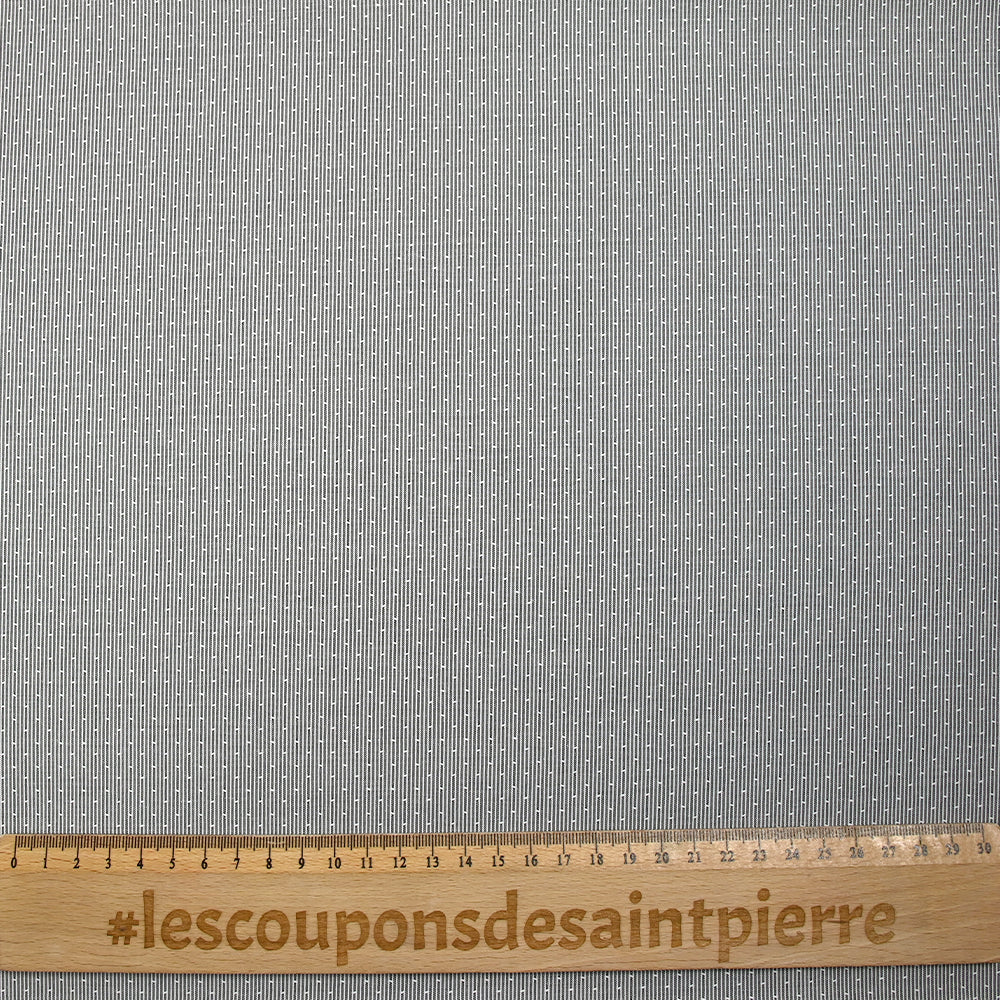 Popeline polycoton jacquard Corentin fond rayé noir et blanc - Image 3