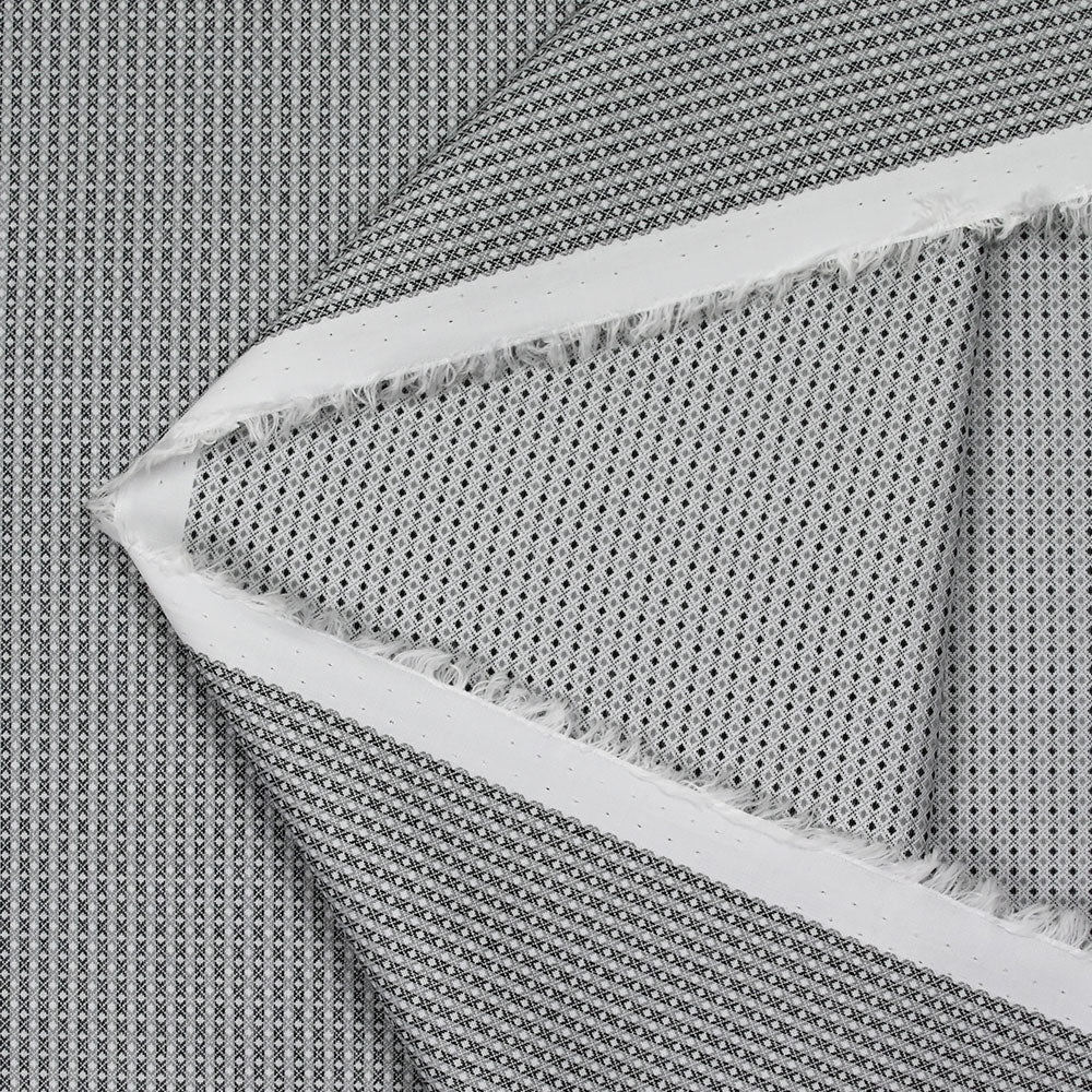 Popeline polycoton jacquard fantaisie gris - Image 3