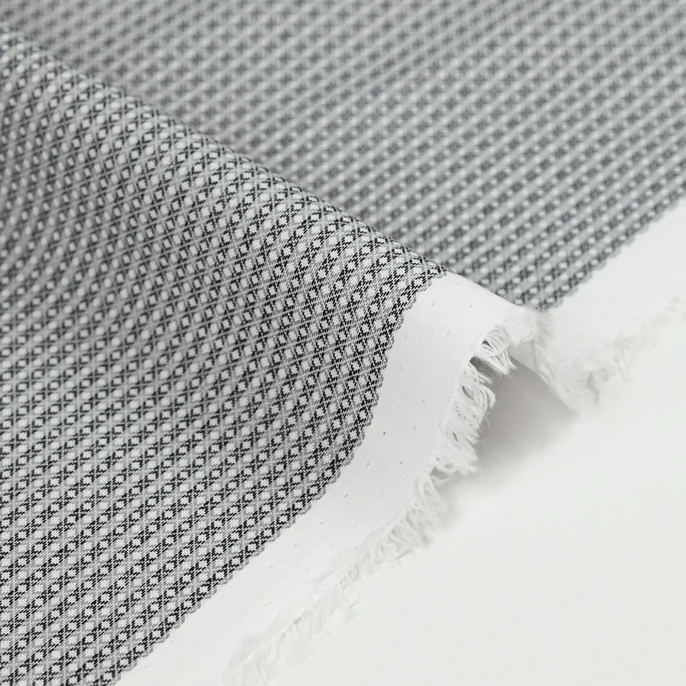 Popeline polycoton jacquard fantaisie gris - Image 4