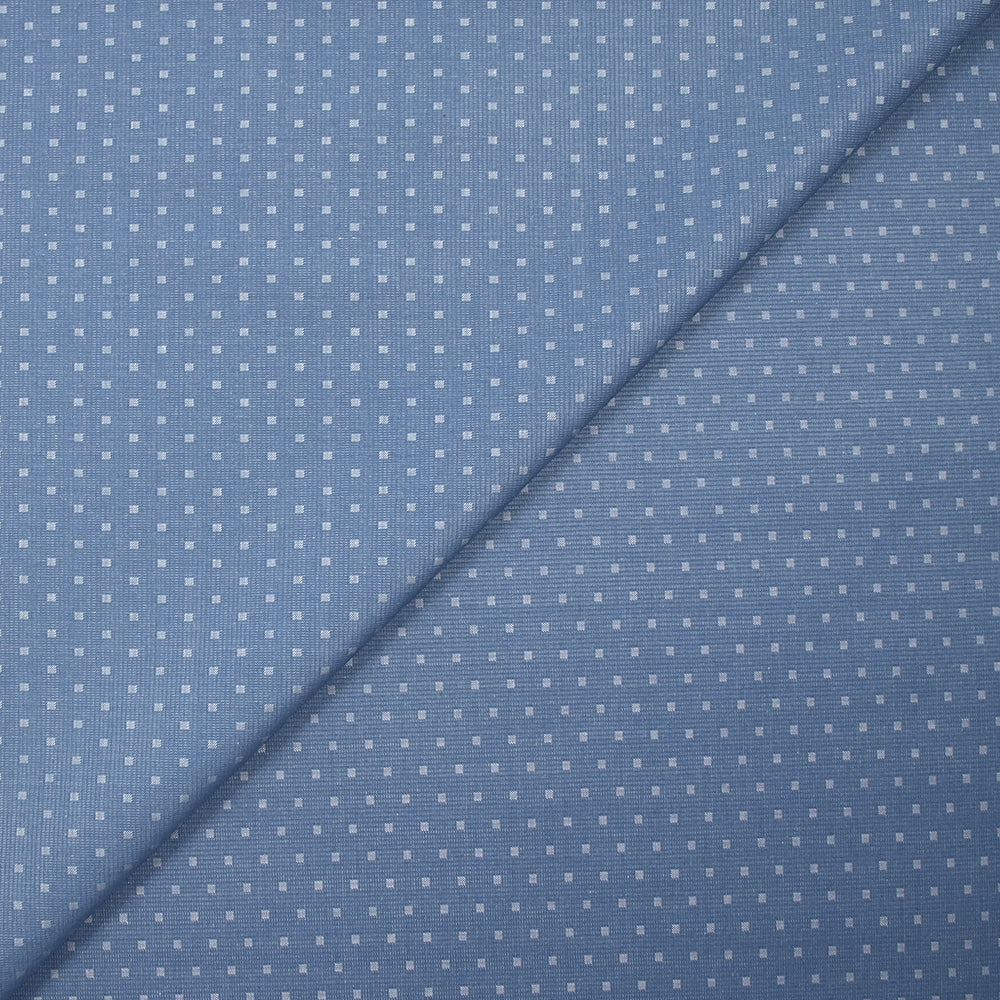 Popeline polycoton jacquard Léon fond bleu jeans