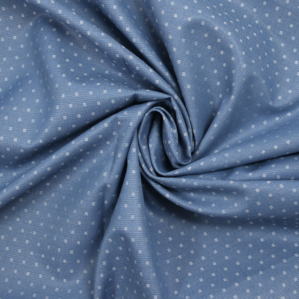 Popeline polycoton jacquard Léon fond bleu jeans - Image 2