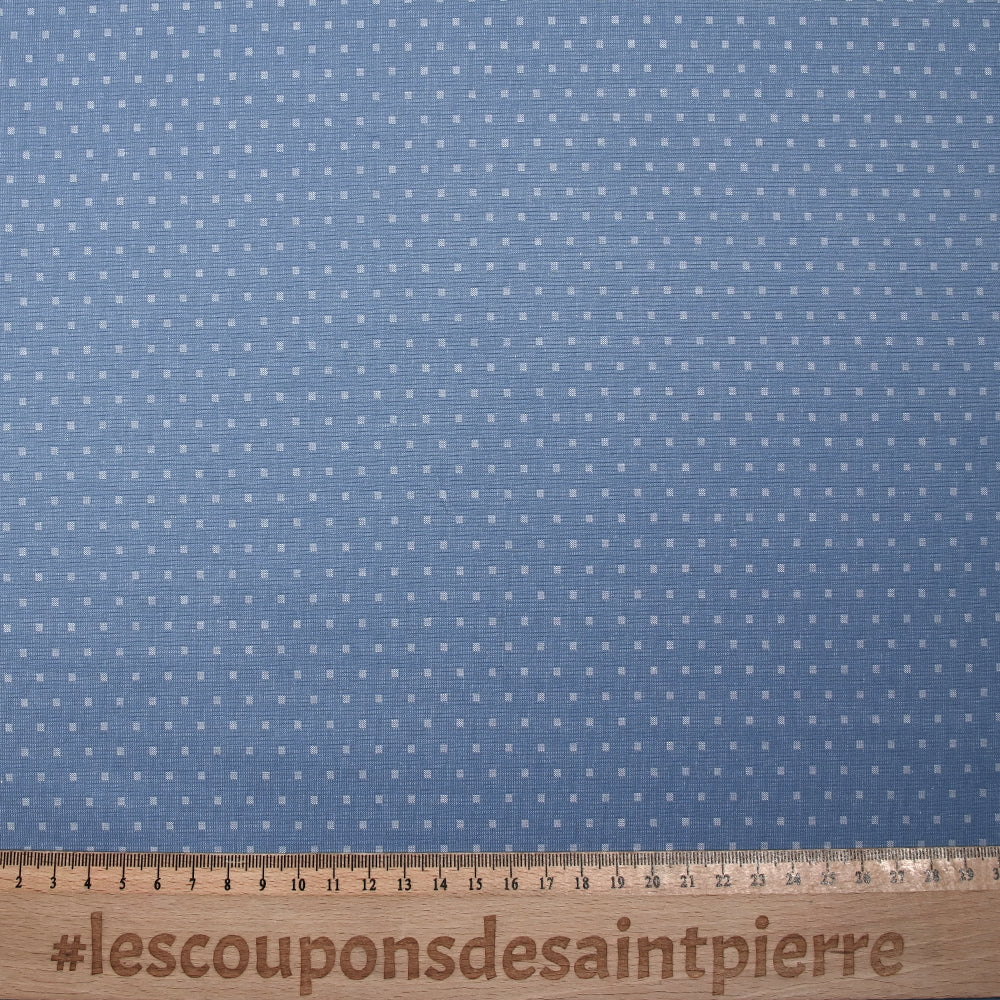 Popeline polycoton jacquard Léon fond bleu jeans - Image 3