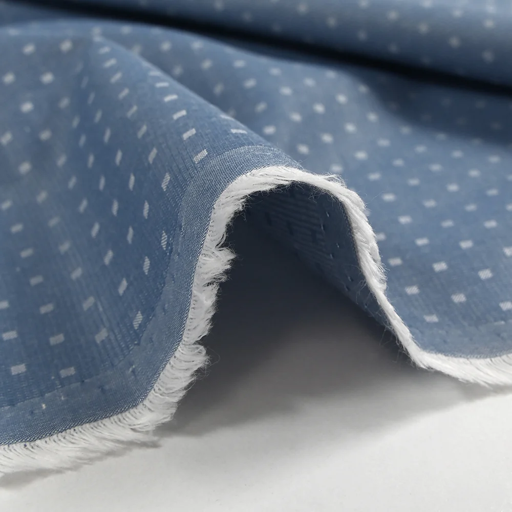 Popeline polycoton jacquard Léon fond bleu jeans - Image 6