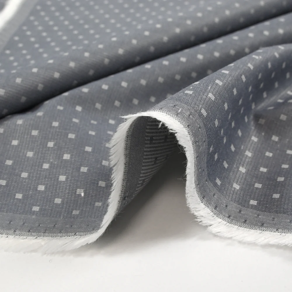 Popeline polycoton jacquard Léon fond gris - Image 6