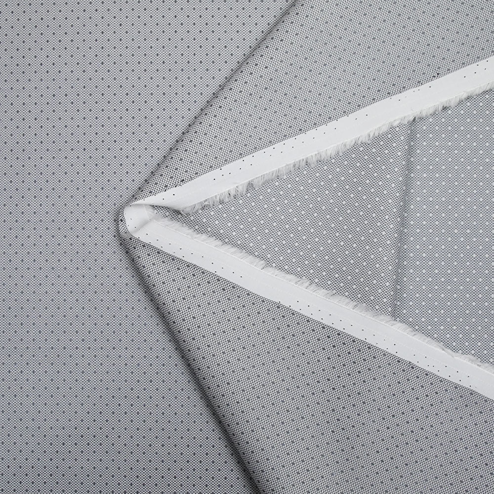 Popeline polycoton jacquard Mathew gris fond blanc - Image 3