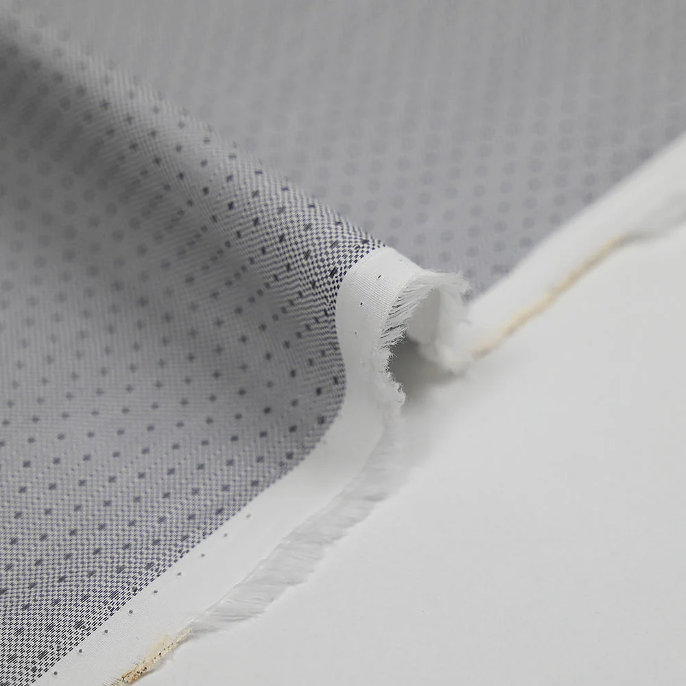 Popeline polycoton jacquard Mathew gris fond blanc - Image 4