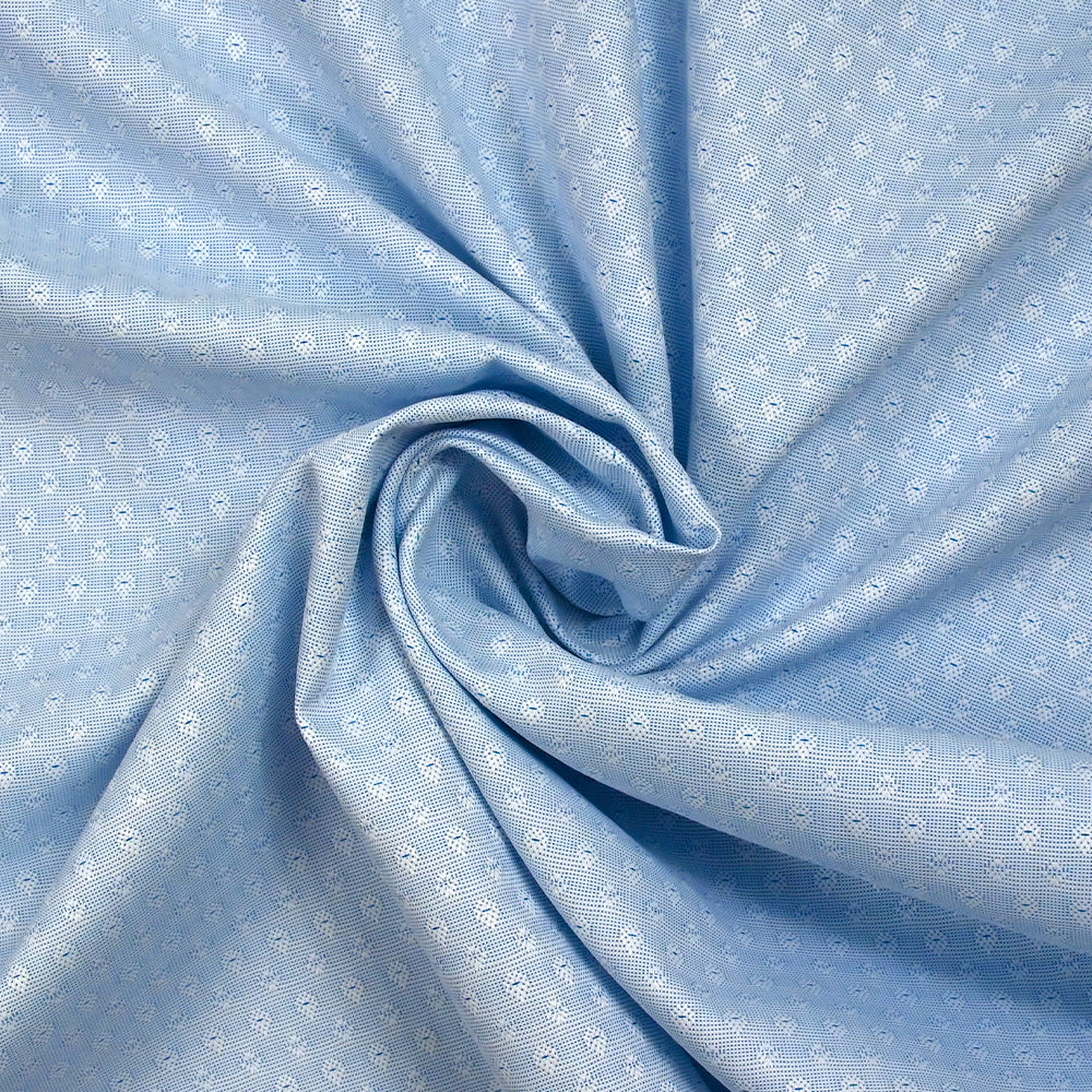 Popeline polycoton jacquard Octave bleu azur et blanc - Image 2