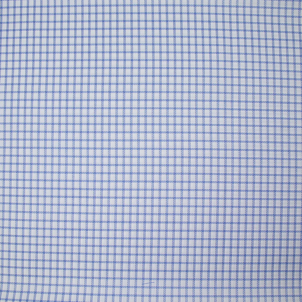 Popeline polycoton jacquard Paul Ă carreaux bleu - Image 4