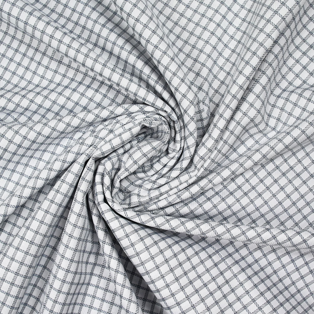 Popeline polycoton jacquard Paul à carreaux noir - Image 2