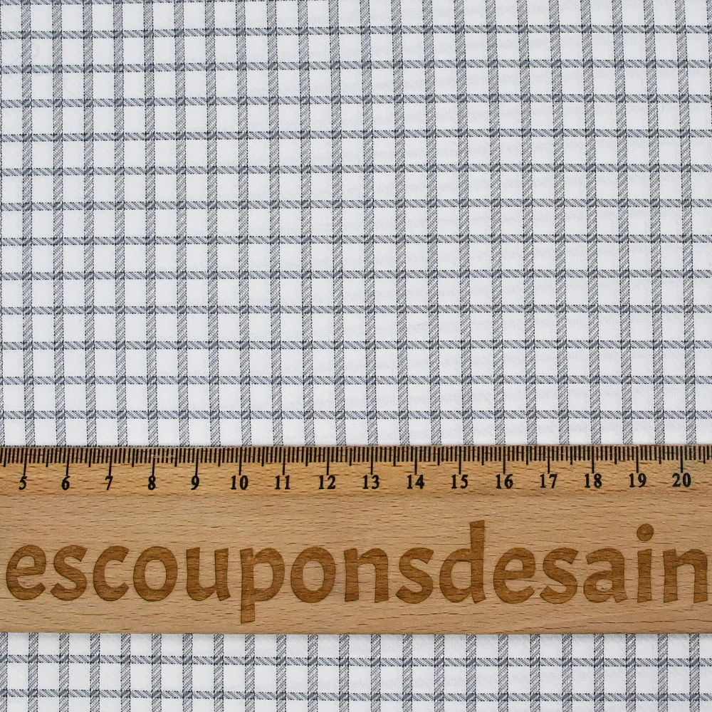 Popeline polycoton jacquard Paul à carreaux noir - Image 3