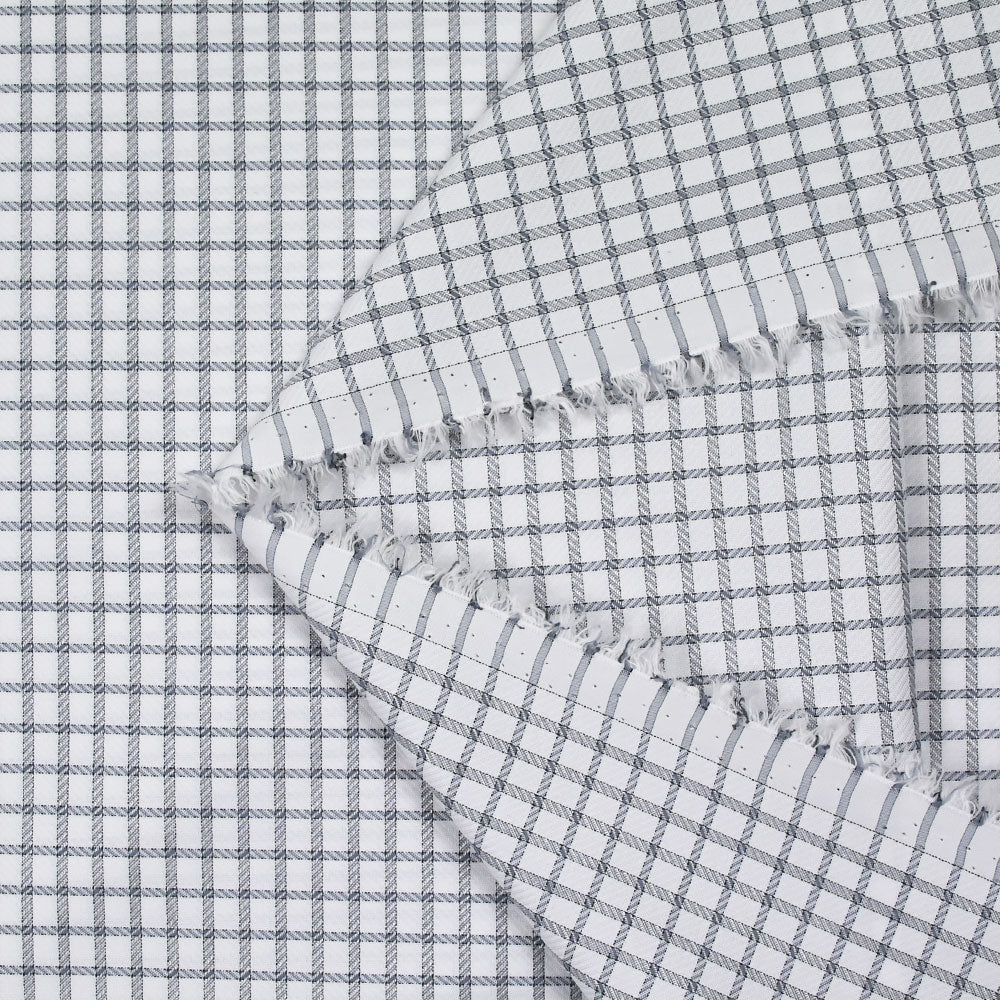Popeline polycoton jacquard Paul à carreaux noir - Image 4