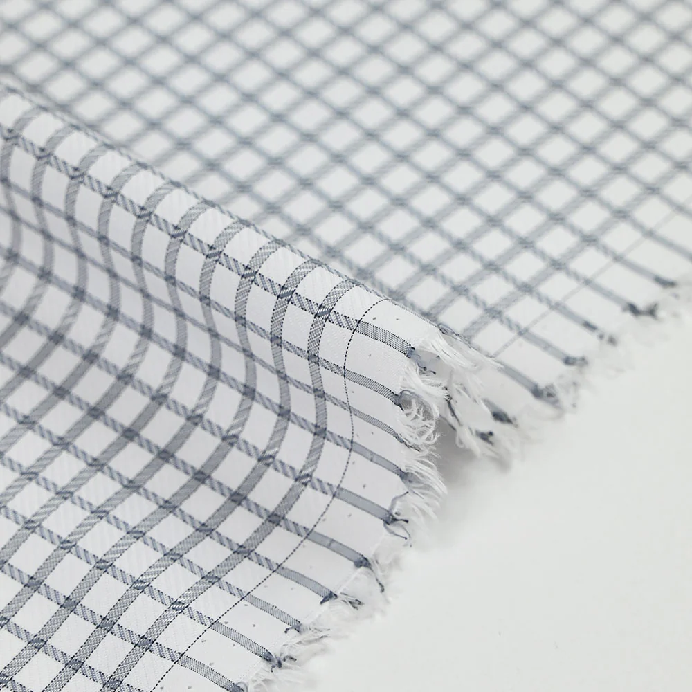 Popeline polycoton jacquard Paul à carreaux noir - Image 6