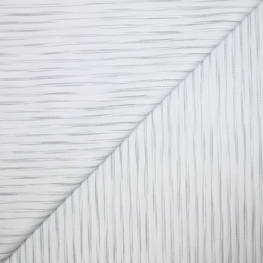 Popeline polycoton jacquard stries gris fond blanc