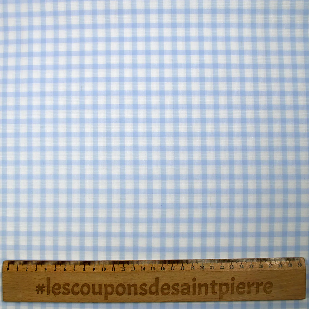 Popeline polycoton tissée-teinte à carreaux Auguste bleu fond blanc - Image 3