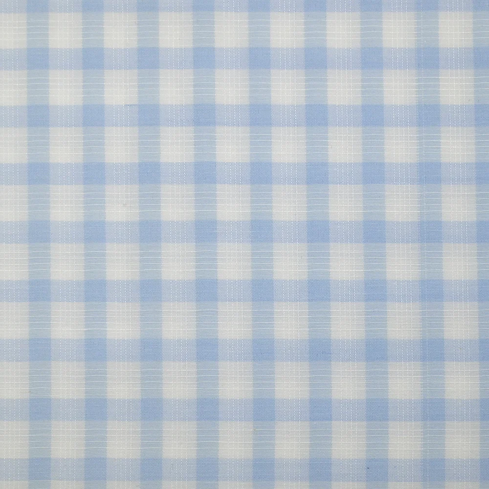 Popeline polycoton tissée-teinte à carreaux Auguste bleu fond blanc - Image 4