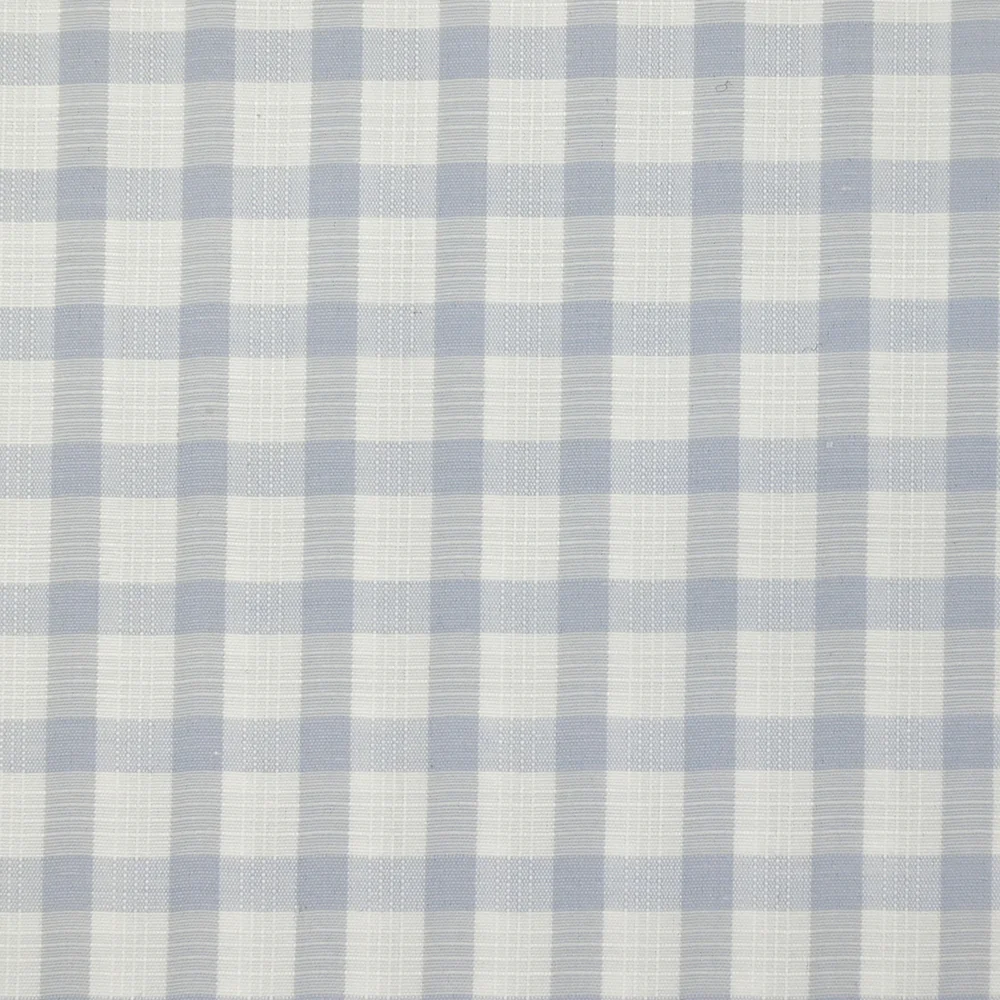 Popeline polycoton tissée-teinte à carreaux Auguste gris bleuté fond blanc - Image 4