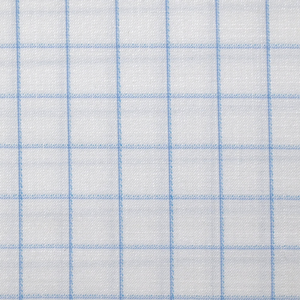 Popeline polycoton tissée-teinte à carreaux Barnabé bleu fond blanc - Image 4