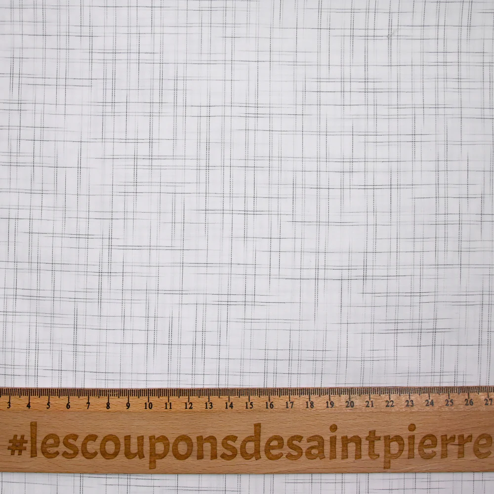 Popeline polycoton tissée-teinte à carreaux Charles gris fond blanc - Image 4