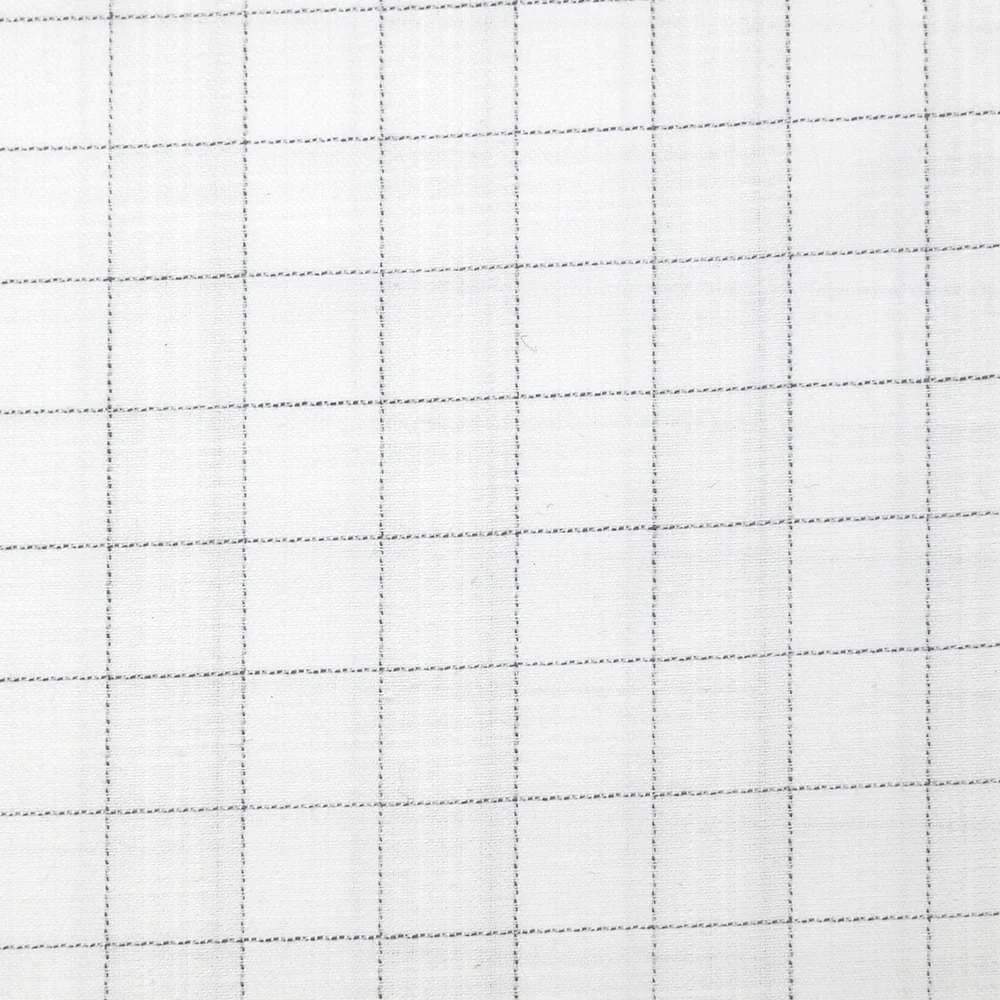 Popeline polycoton tissée-teinte à carreaux Hippolyte gris fond blanc - Image 4