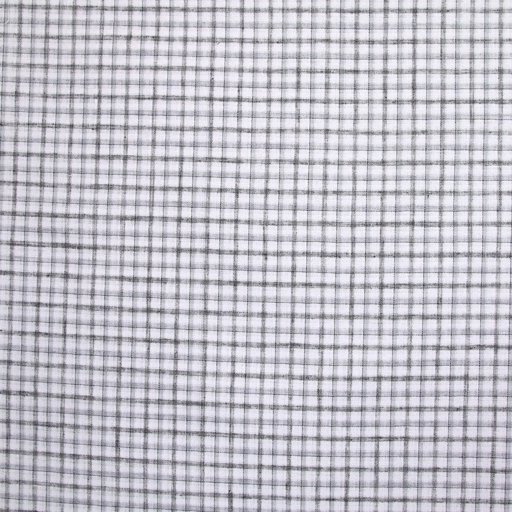 Popeline polycoton tissée-teinte à carreaux Isaac gris fond blanc - Image 4