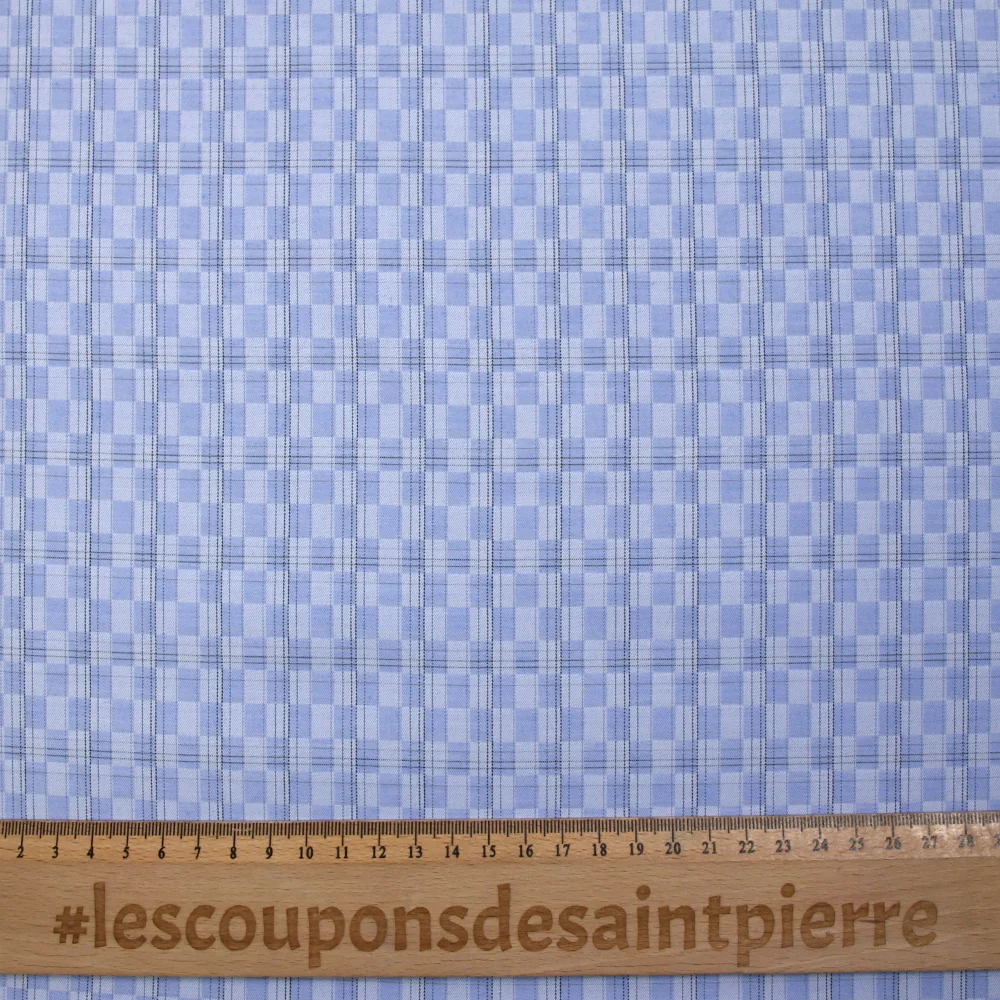 Popeline polycoton tissée-teinte à carreaux Ismaël fond bleu - Image 3