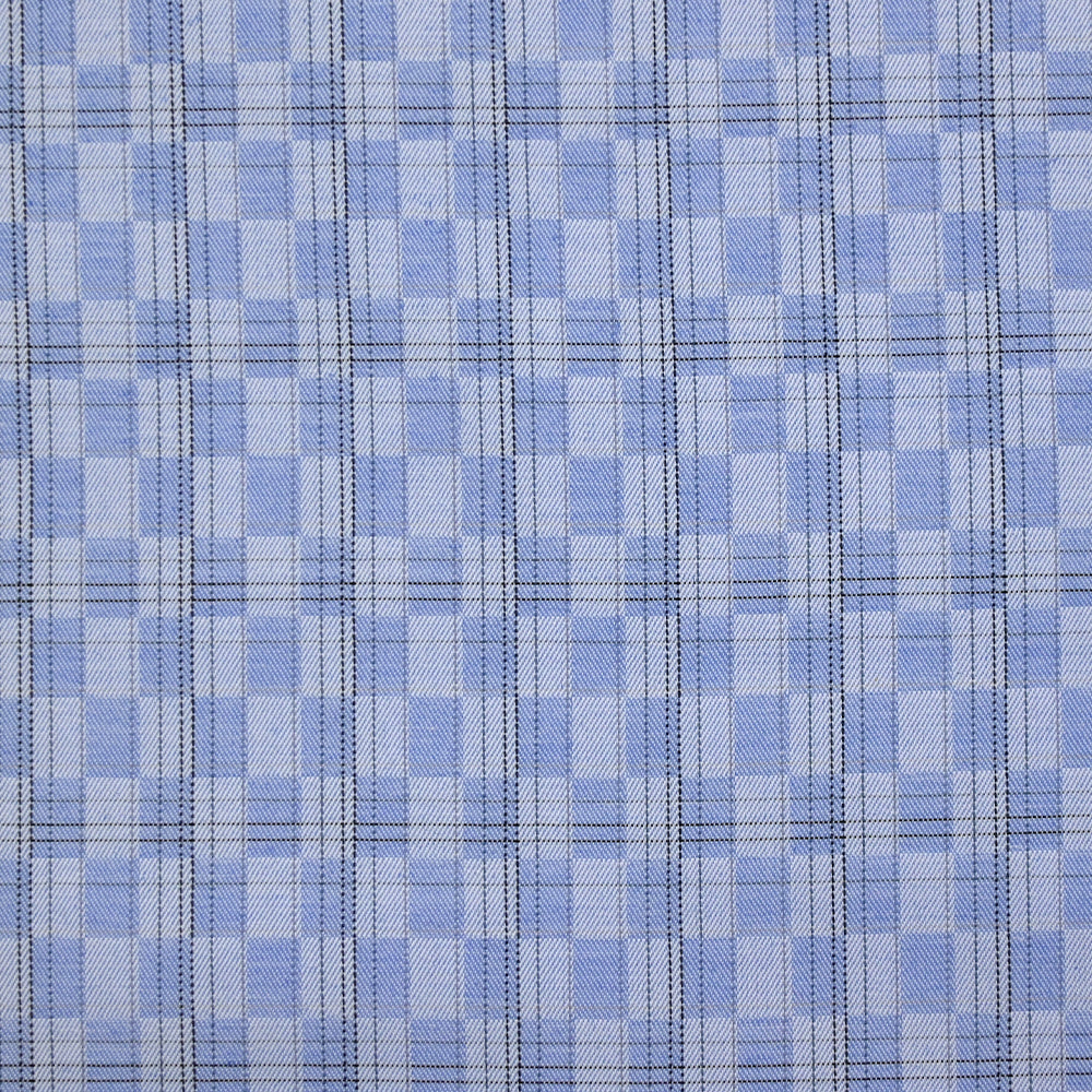 Popeline polycoton tissée-teinte à carreaux Ismaël fond bleu - Image 4