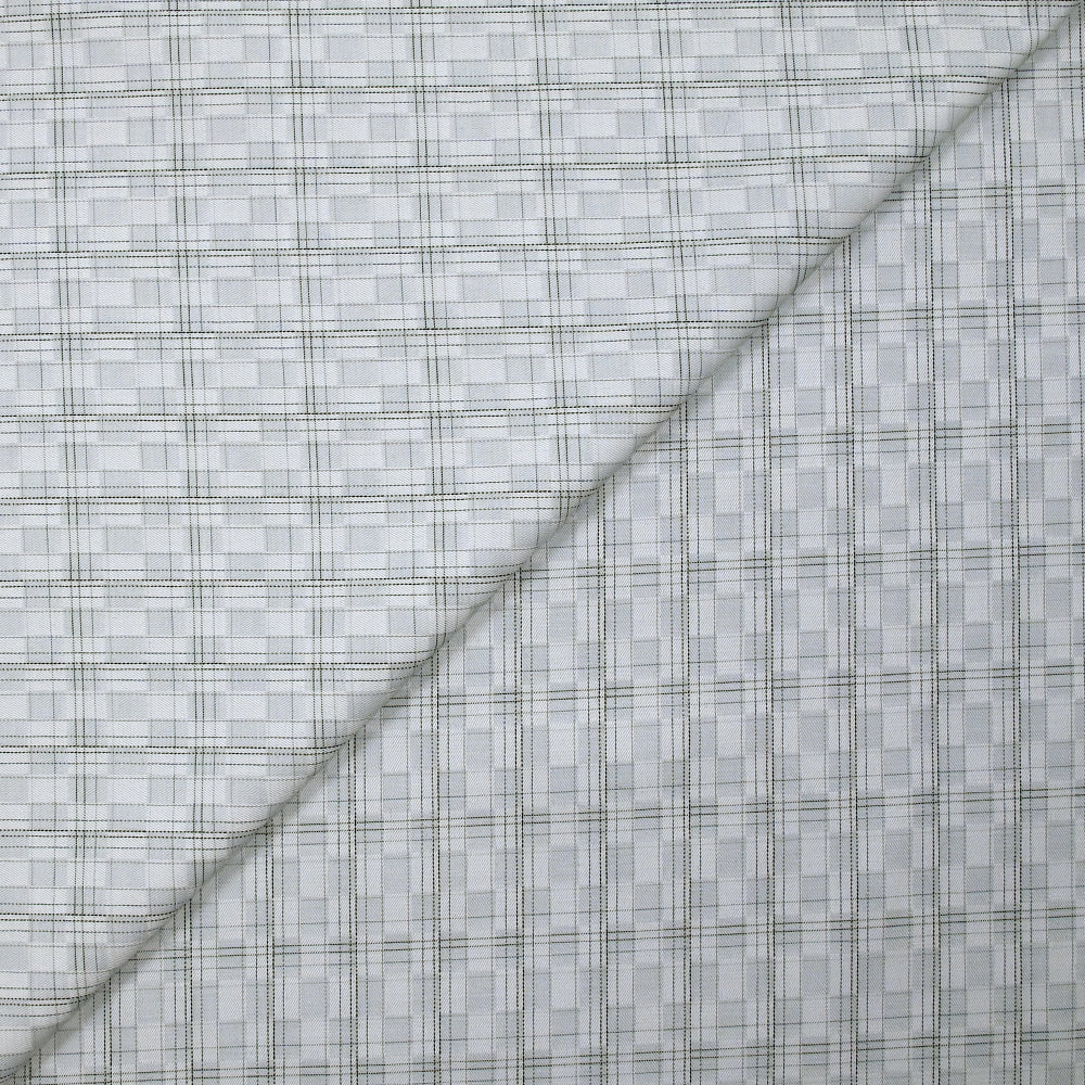 Popeline polycoton tissée-teinte à carreaux Ismaël fond gris