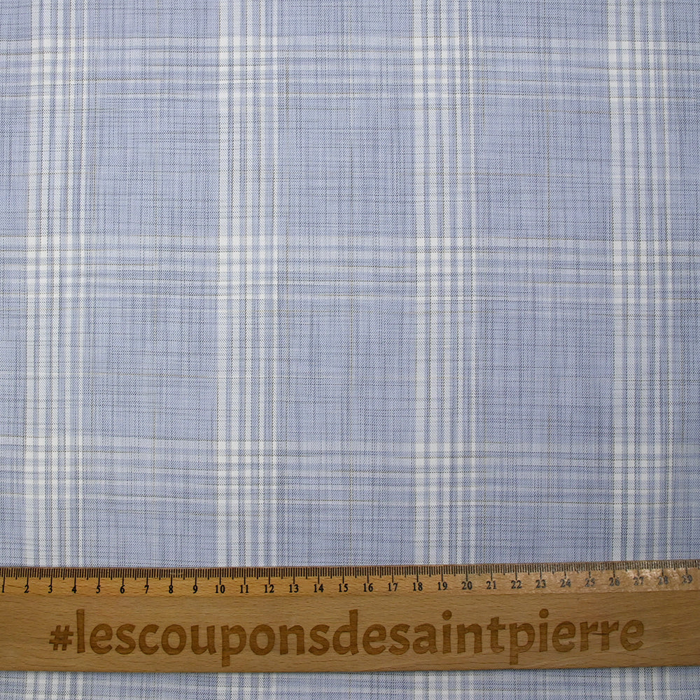 Popeline polycoton tissée-teinte à carreaux Rémi fond bleu - Image 3