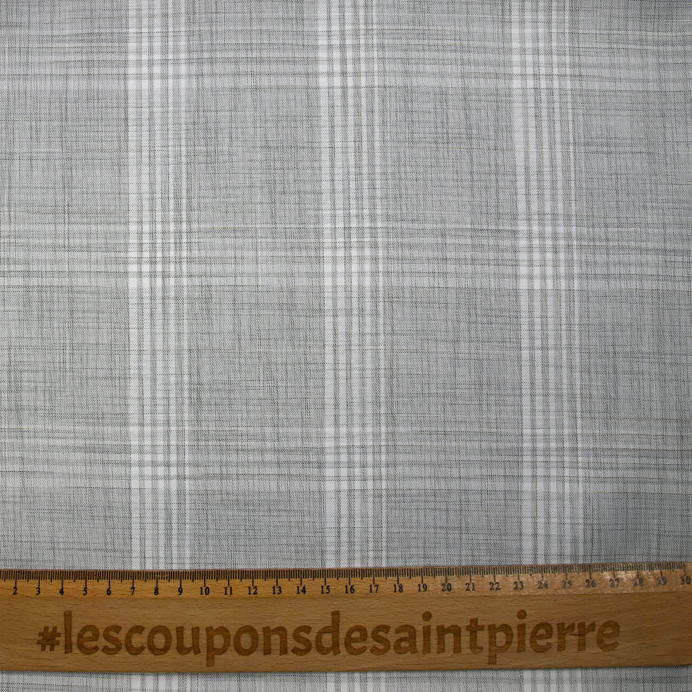 Popeline polycoton tissée-teinte à carreaux Rémi fond gris - Image 3
