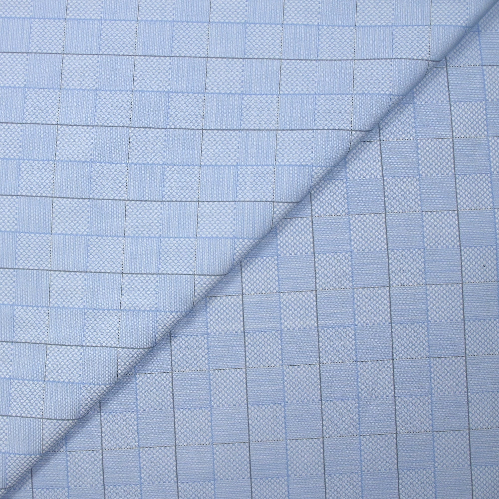 Popeline polycoton tissée-teinte à carreaux Théodore fond bleu