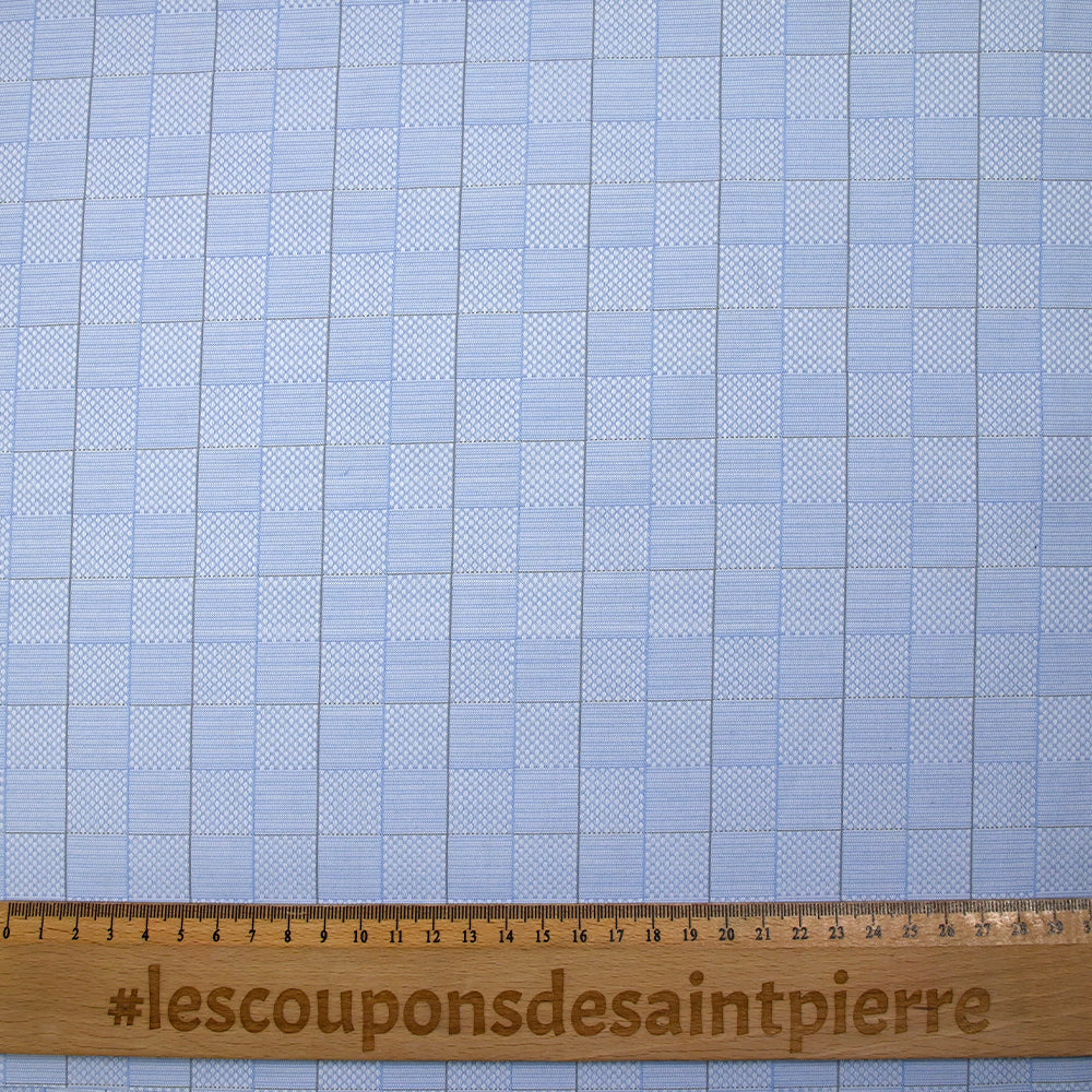 Popeline polycoton tissée-teinte à carreaux Théodore fond bleu - Image 3
