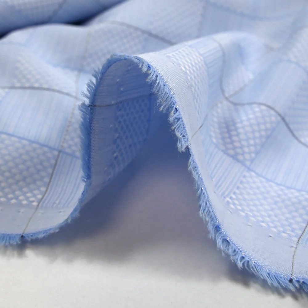 Popeline polycoton tissée-teinte à carreaux Théodore fond bleu - Image 6