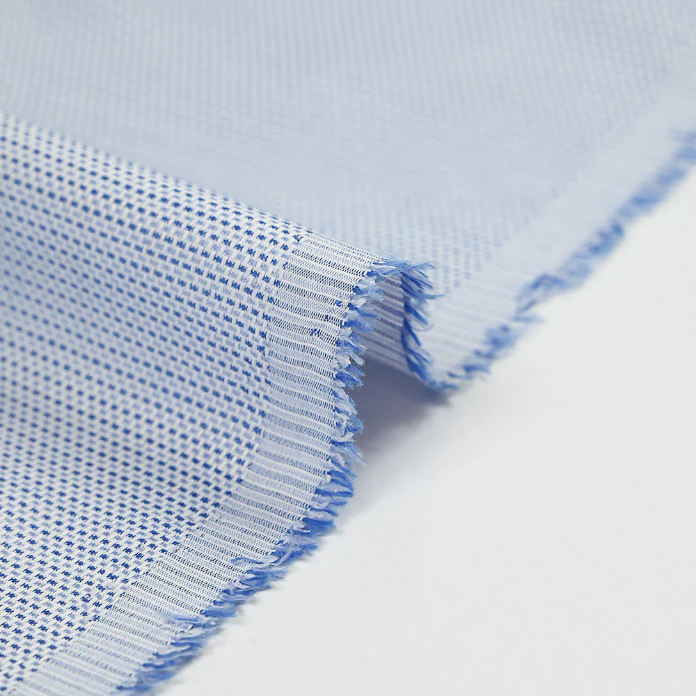 Popeline polycoton tissée-teinte géométrique bleu - Image 4