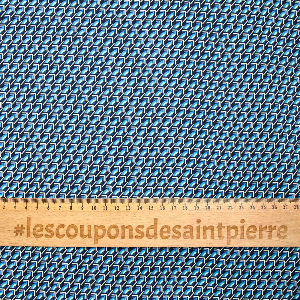 Satin de coton élasthanne demi-cercle fond marine - Image 3