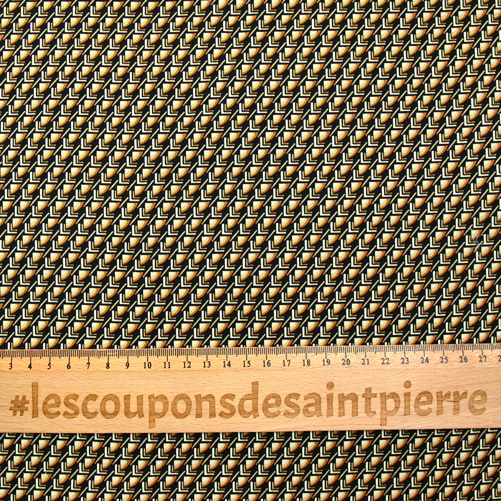 Satin de coton élasthanne demi-cercle fond noir - Image 3