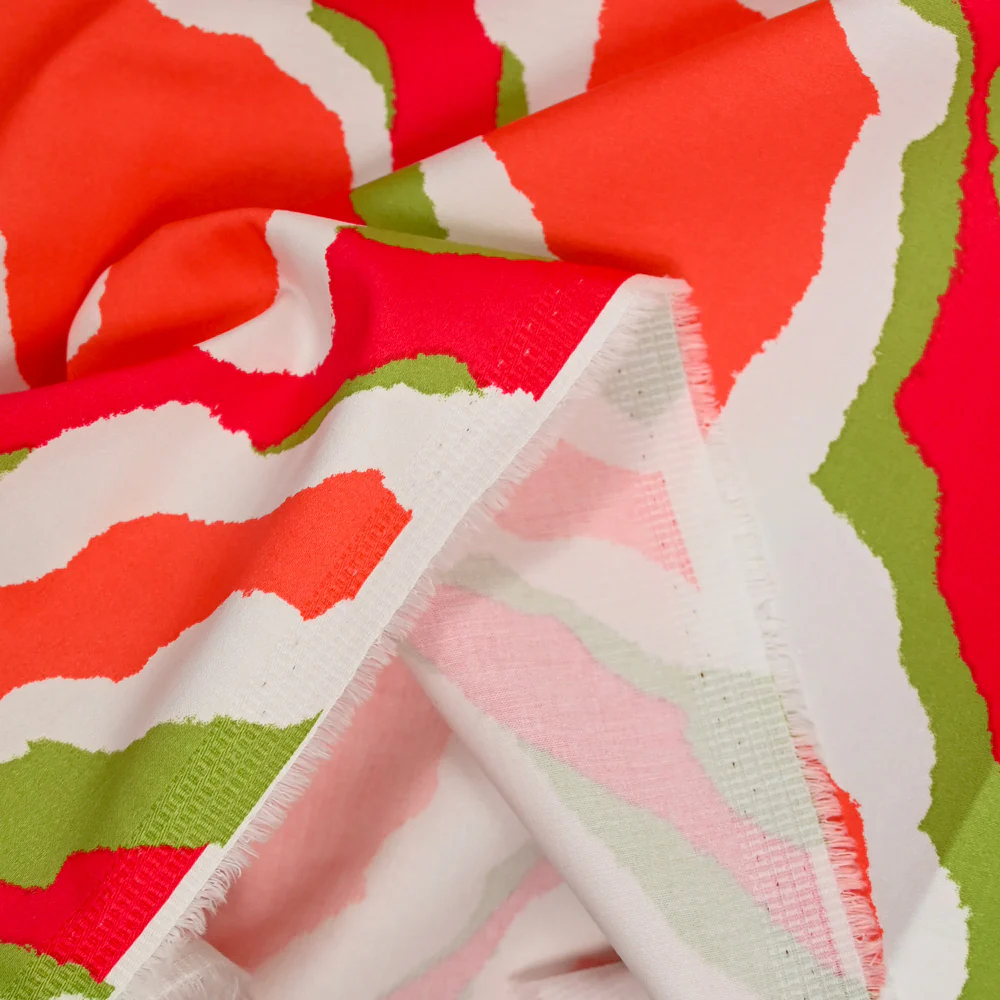 Satin de coton élasthanne passage orange - Image 3