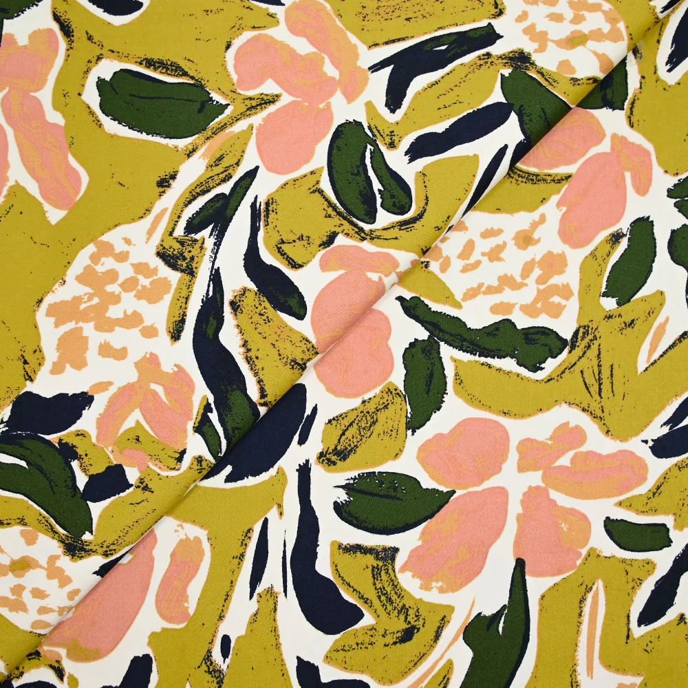 Satin de coton élasthanne Yuma jaune beurre
