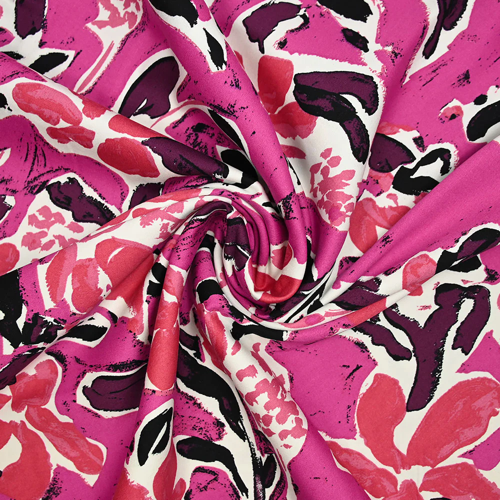 Satin de coton élasthanne Yuma magenta - Image 2